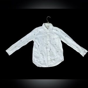 GAP Kids White Collared Button Down Holiday Shirt size 8 boys